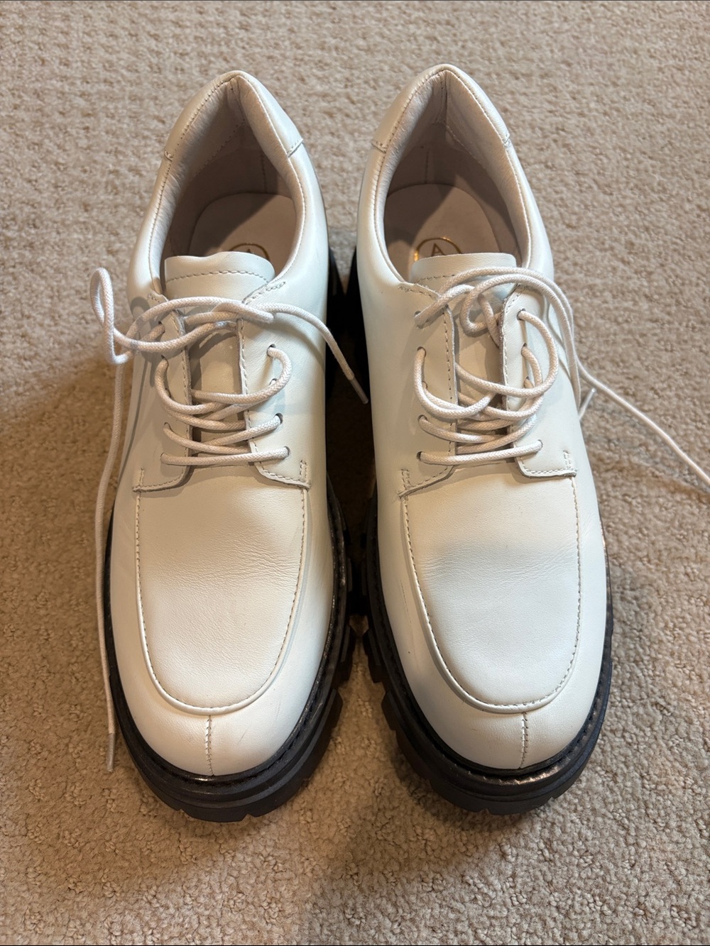 Women's White Leather Lace-Up Casual Shoes